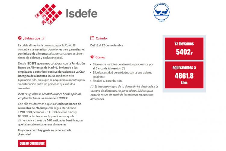 Isdefe recauda más ocho mil euros en la “Operación Kilo"