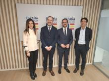 Manuel Cutrín, Mayte Castillo, Marcos Alonso y Nuño Santos en la Embajada Permanente de España ante la UE.